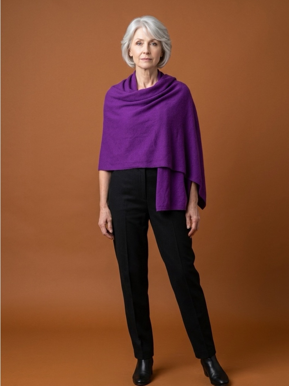 Purple Cashmere Wrap Shawl - Women's Lightweight Layer